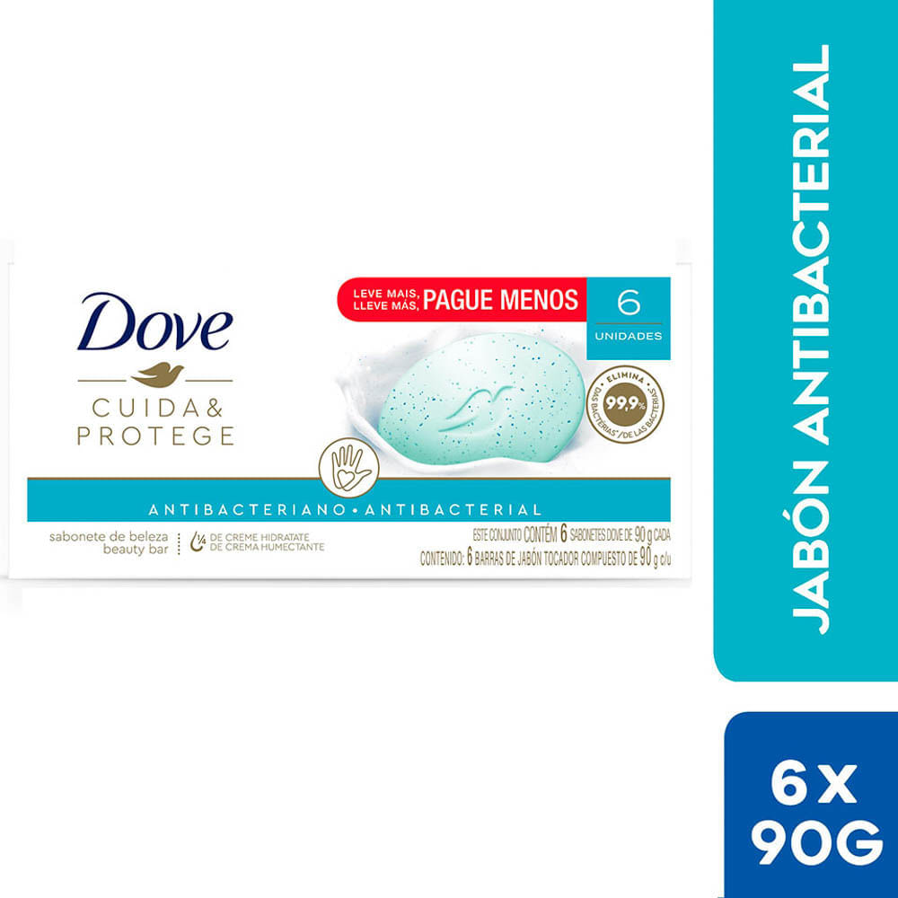 Jabón Antibacterial en Barra Dove Cuida y Protege - Pack 6 UN