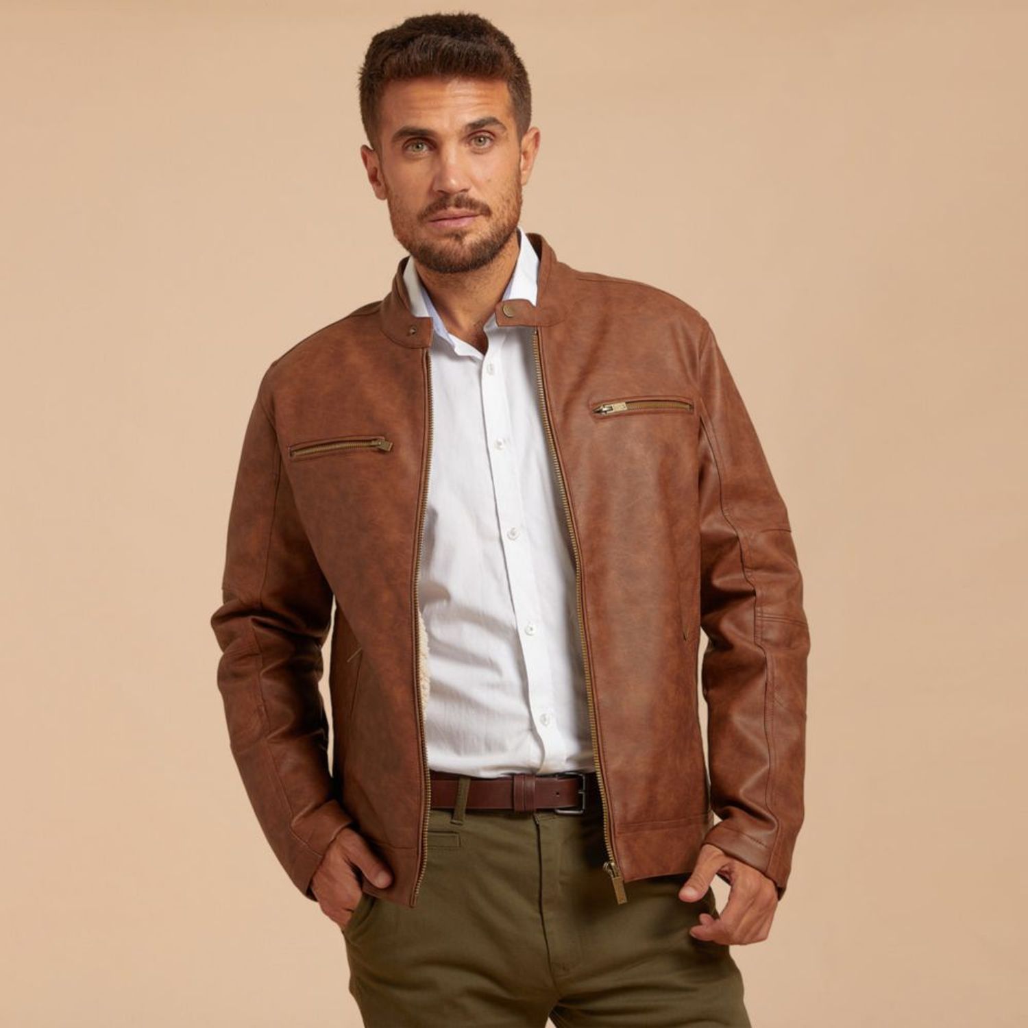 Casaca Malabar Cuerina Interior Sherpa Hombre | Oechsle.pe - Oechsle