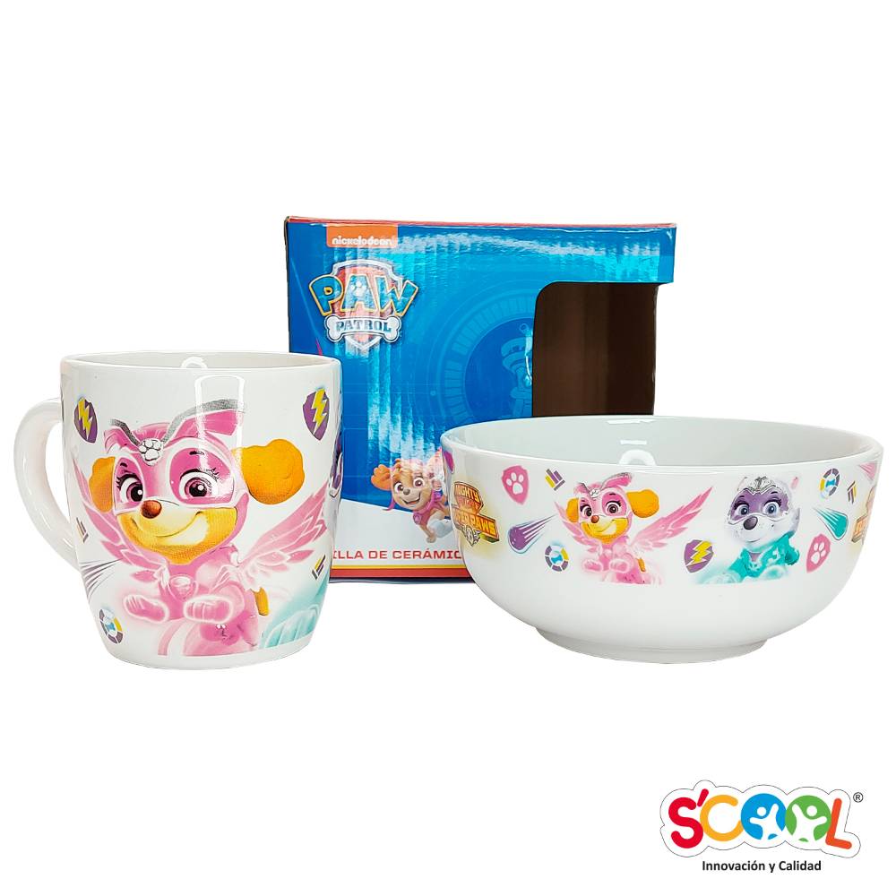 Set Vajilla Cerámica Paw Patrol Niña 2 Piezas