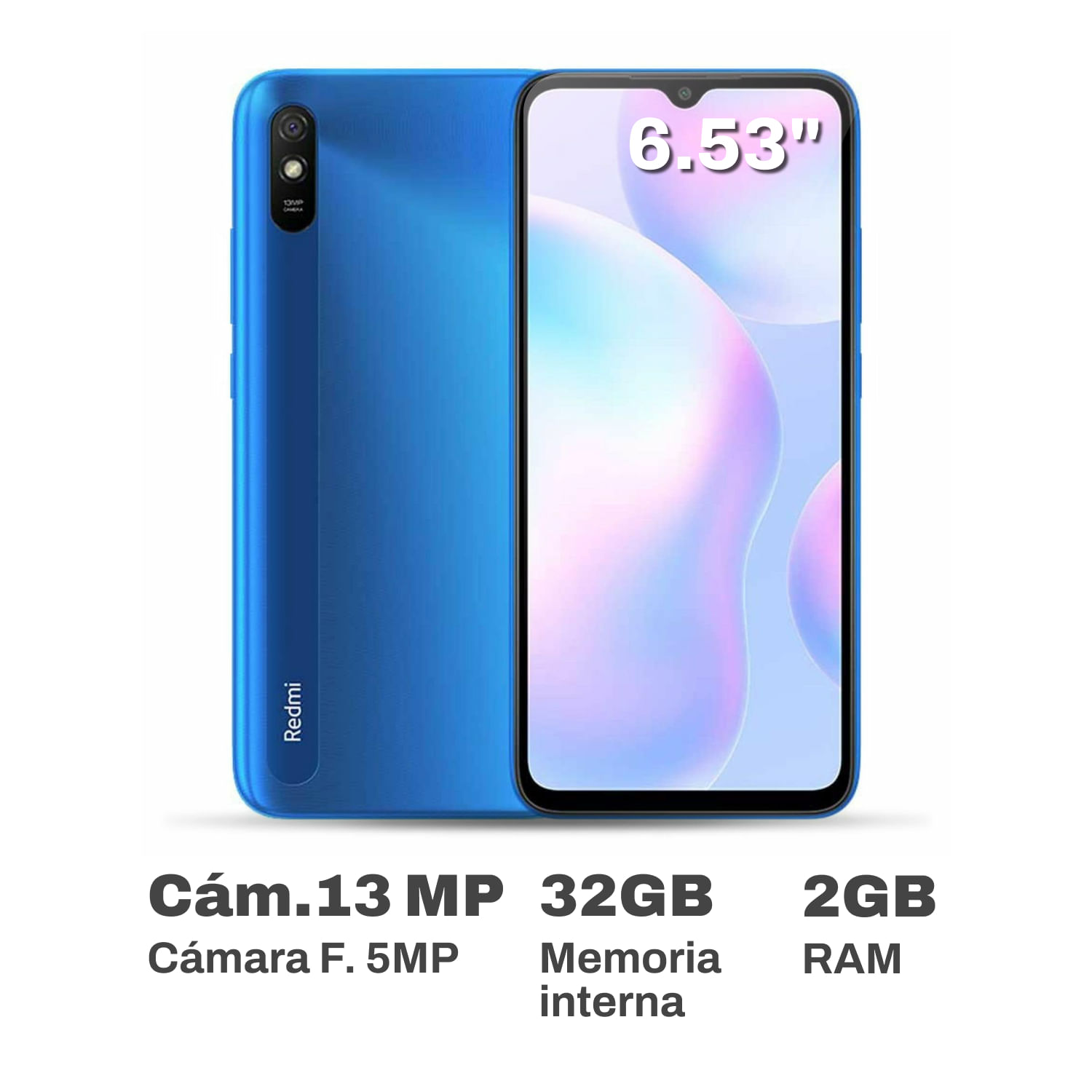 Celular Xiaomi REDMI 9A de 32GB ROM 2GB RAM carbon gray + MI