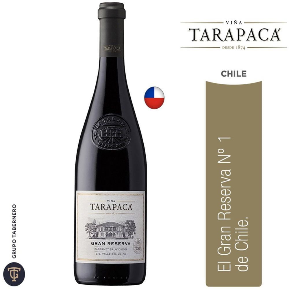 Vino Tinto TARAPACA Cabernet Sauvignon Gran Reserva Botella 750ml