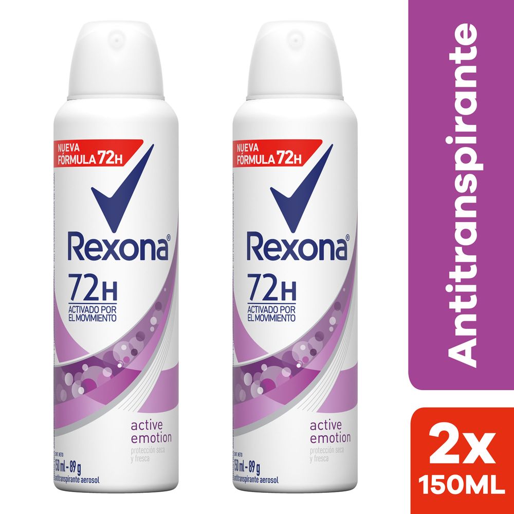 Desodorantes REXONA Mujer Active Emotion Frasco 150ml Paquete 2un - Oechsle
