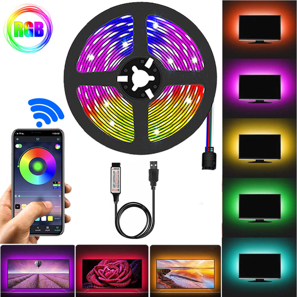 Cinta Led RGB 5050 3 Metros / Bluetooth para Smart TV, Decoración MOD: 3 M APP