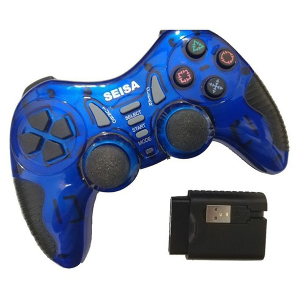 Mando Inalámbrico 6 en 1 para PS2 / Playstation / PC / PS3 / Android Tv Box - AZUL
