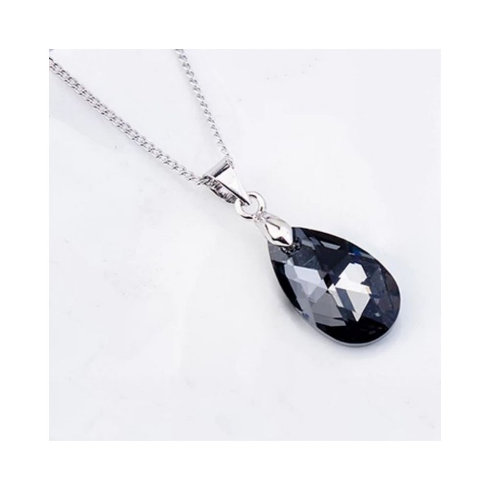 Collar de Plata Sifrah Shop Dije Cristal Swarovski Pear Crystal Silver Night