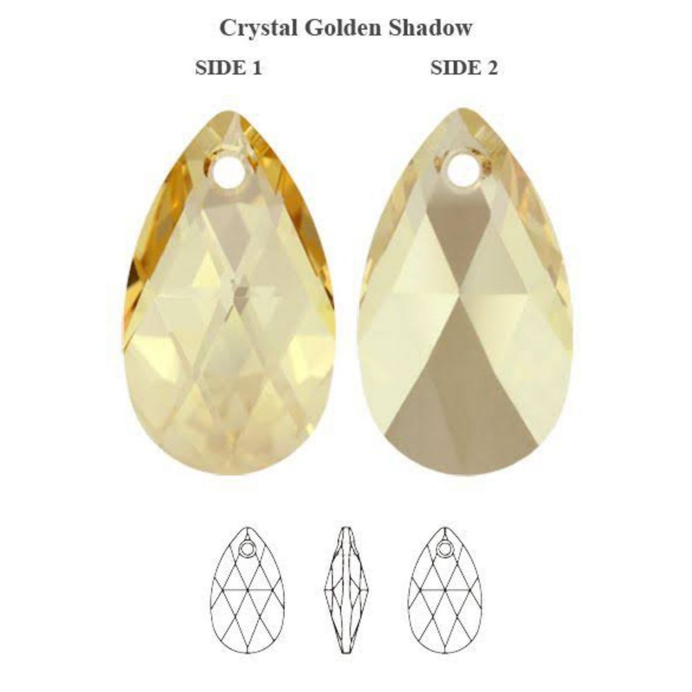 Collar de Plata Sifrah Shop Dije Cristal Swarovski Pear Crystal Golden Shadow