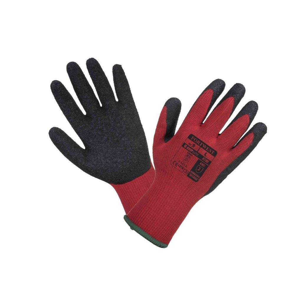 Guante Multiflex Palma Latex A100 Portwest (pack X12 pares) Rojo Talla M