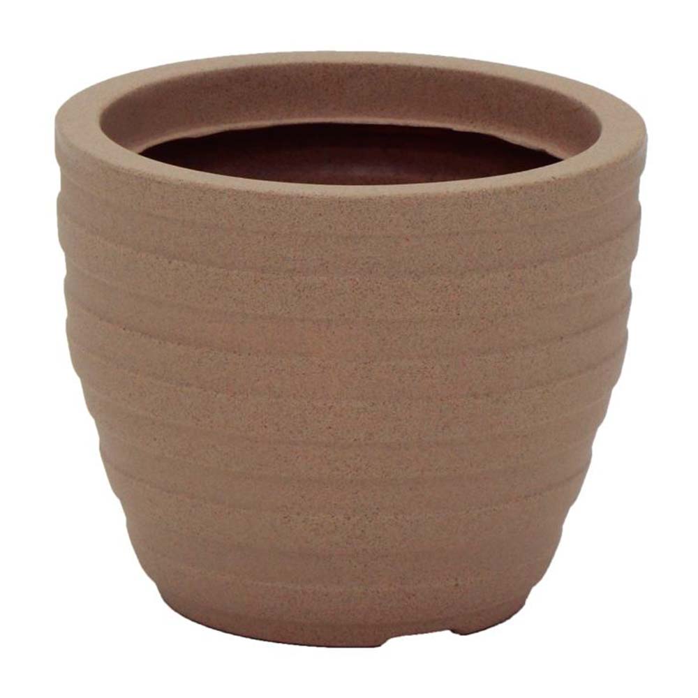 Maceta Circular Inca Tramontina Beige de Plástico 28.5x24cm