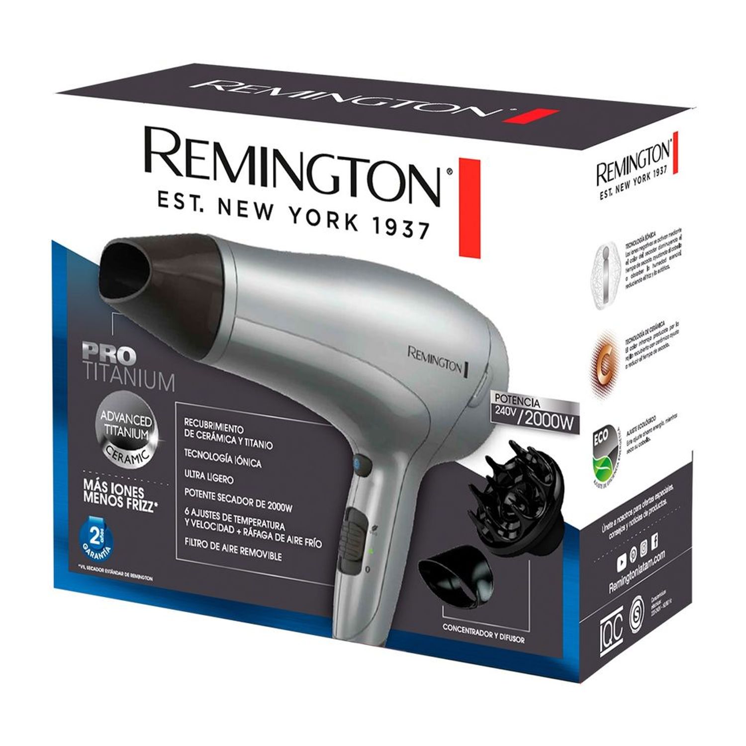 Secadora De Cabello Remington 2000w Titanium | Oechsle - Oechsle