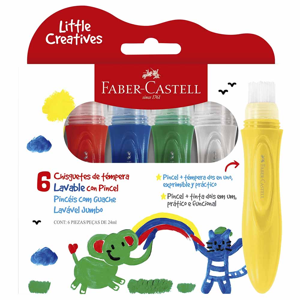 Chisguetes de Témpera Lavable  FABER CASTELL + Pincel 164004