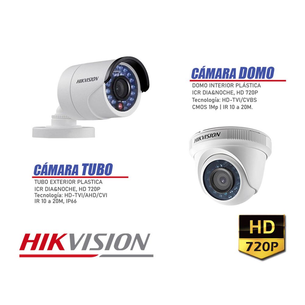 Kit 12 Cámaras de Vigilancia Hikvision Hd 720P Disco 1Tb P2p Kit de  Micrófono