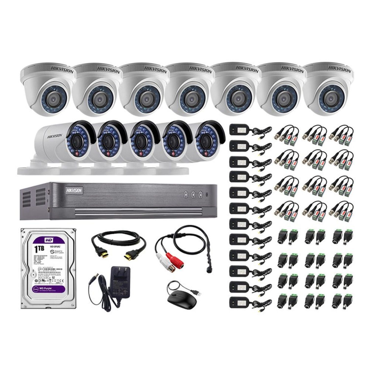 Kit 12 Cámaras de Vigilancia Hikvision Hd 720P Disco 1Tb P2p Kit de  Micrófono