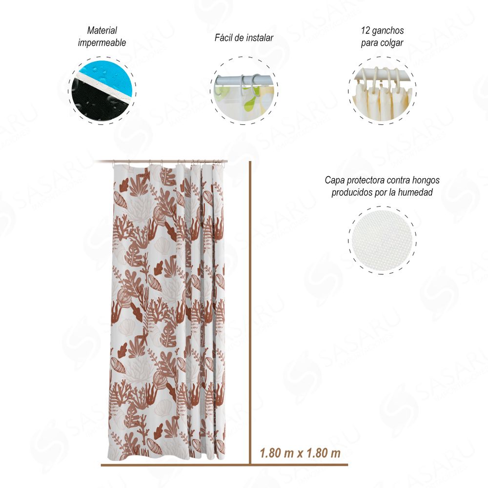 Cortina para Baño Diseños Estampados 2 uds