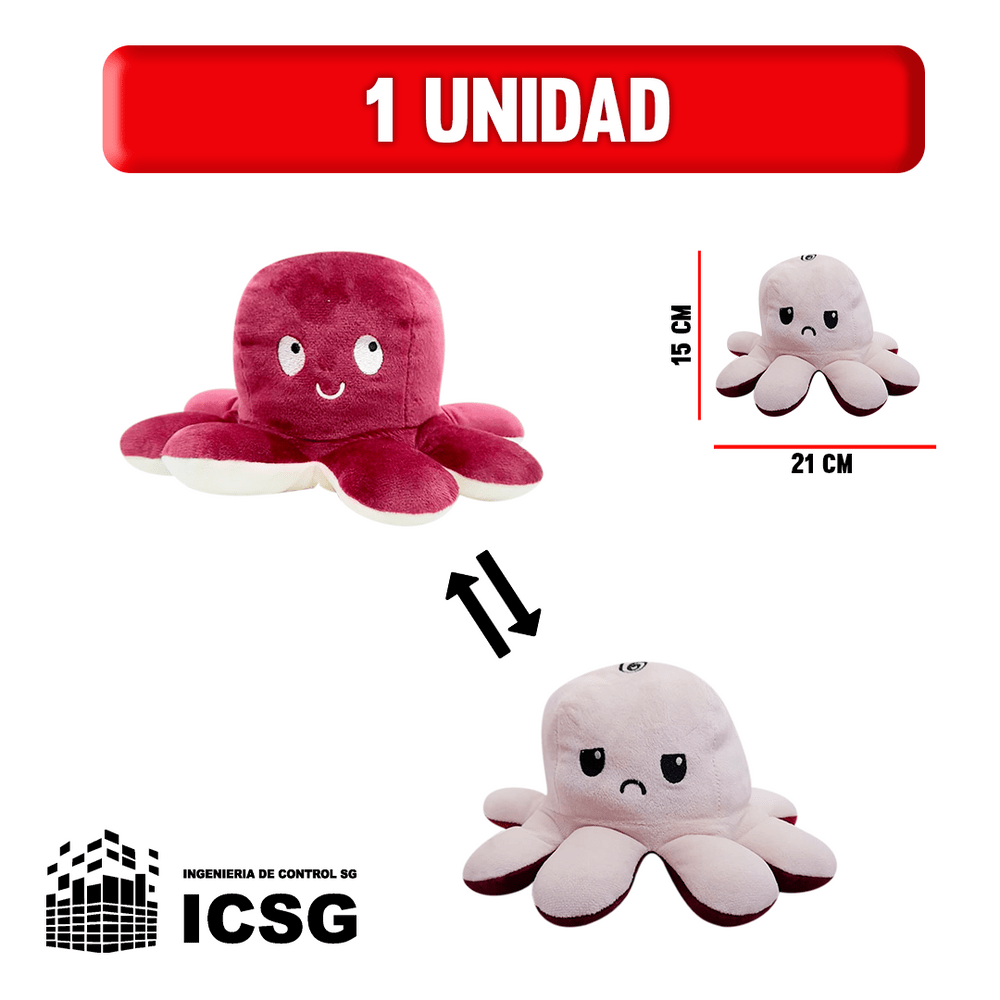Púlpito Reversible Pulpo Que Cambia De Color Peluche Juguete Pulpo
