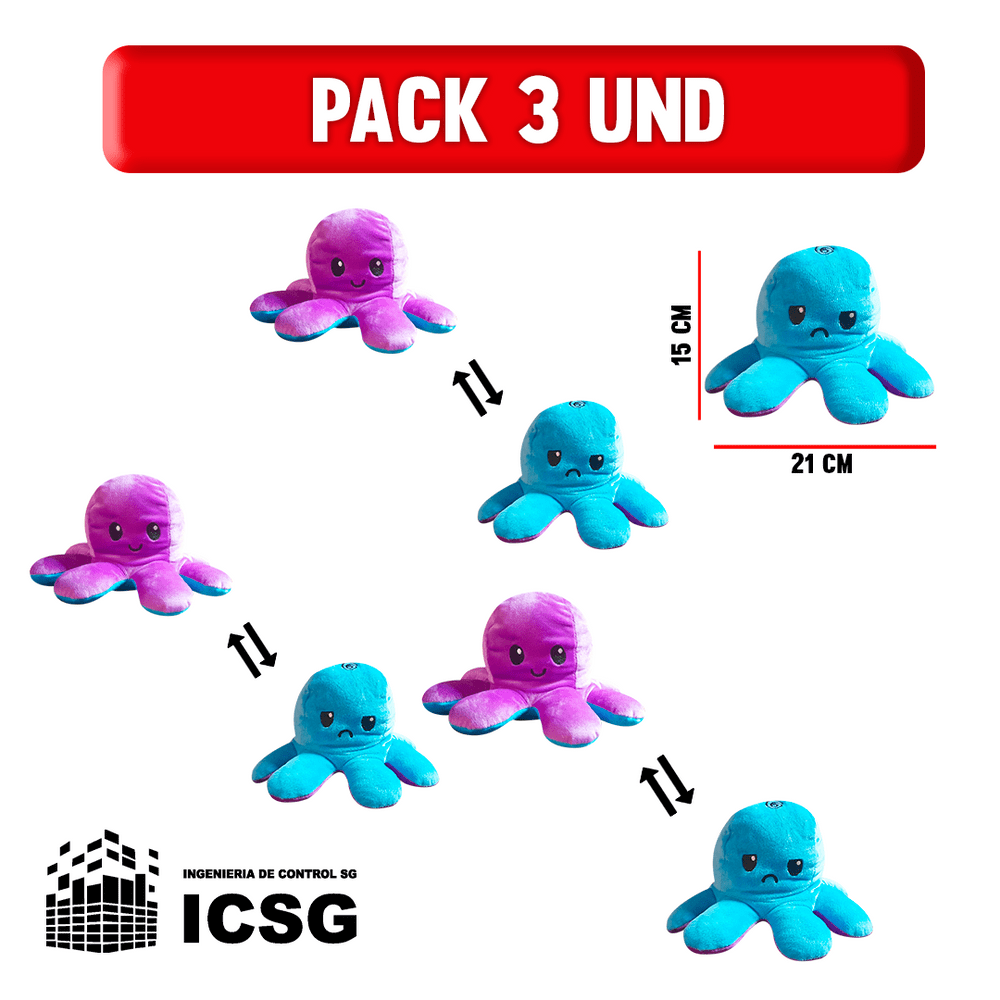 Juguete Pulpo Reversible Rosa Azul Juguete Pulpito Reversible