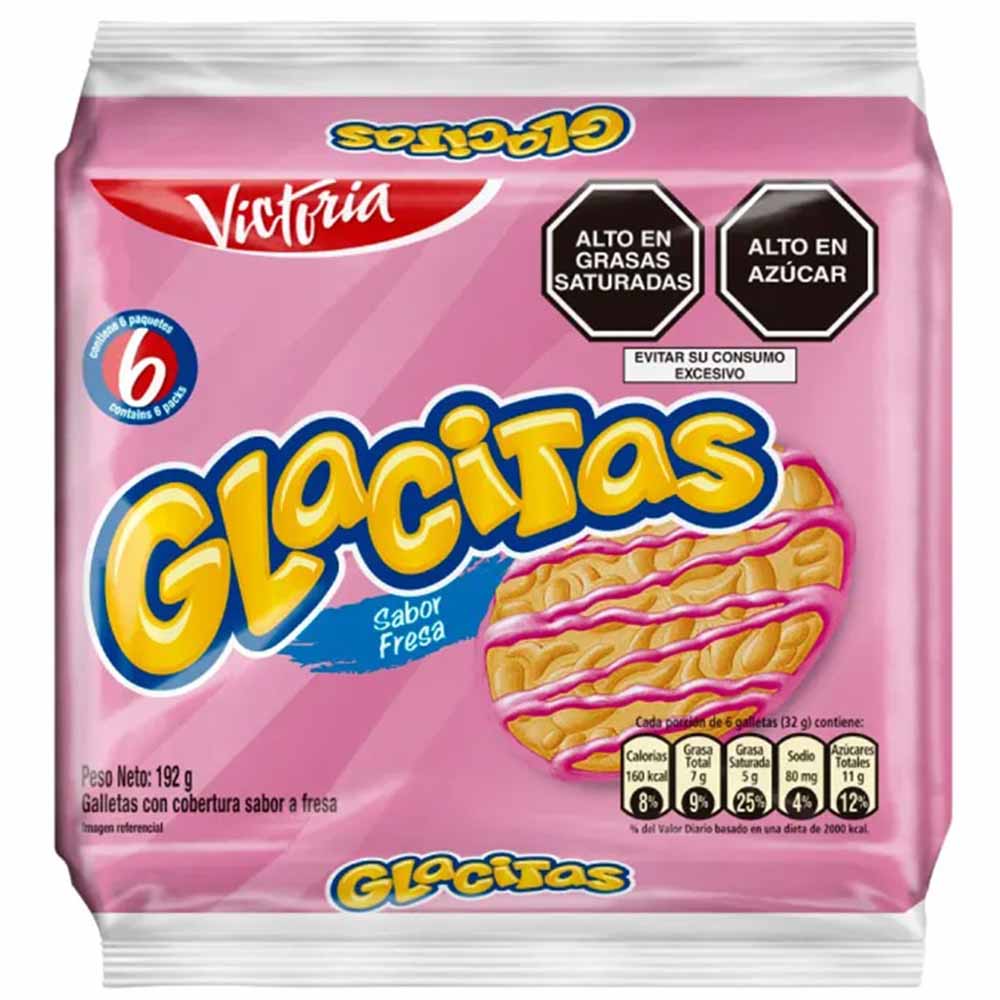 Galletas GLACITAS Bañadas con Sabor a Fresa Bolsa 32g Paquete 6un