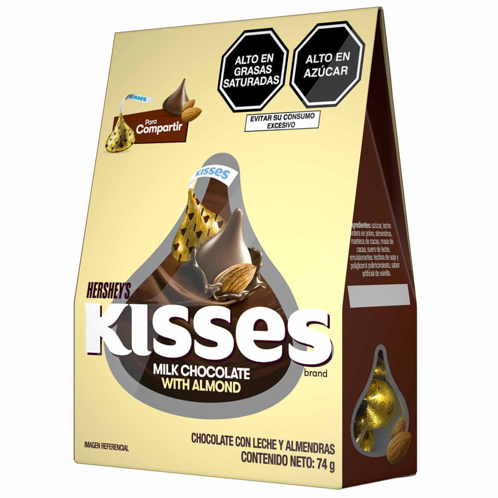 Chocolate HERSHEY'S Kisses Almendras Caja 74g Oechsle