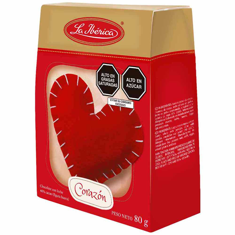 Chocolate LA IBÉRICA CORAZÓN Negro en forma de corazón Caja 80g