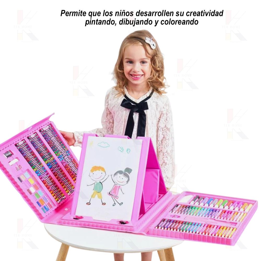 Super Mega Set de Arte 208 Piezas Kit de Dibujo Niños Celeste I Oechsle -  Oechsle