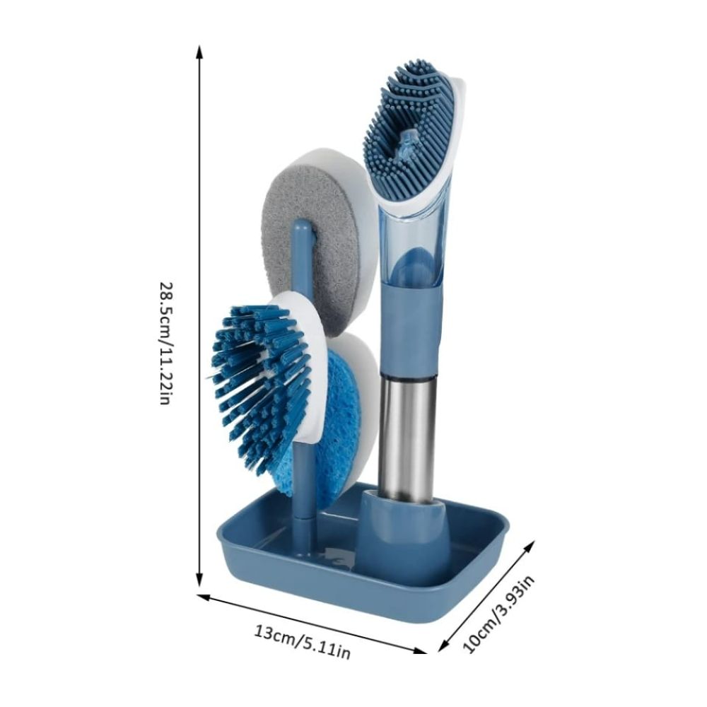  CQT Cepillo para platos, cepillo para fregar platos con  dispensador de jabón para platos, fregadero de cocina, olla, fregar, 1  cepillo, 2 recambios : Salud y Hogar