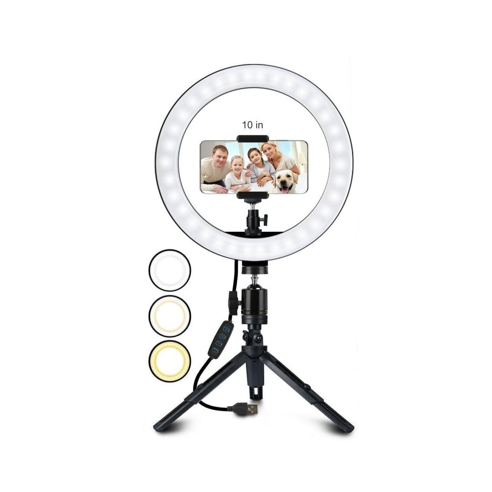 Aro Luz Led 26 Cm Mini Tripode de Mesa Soporte de Celular