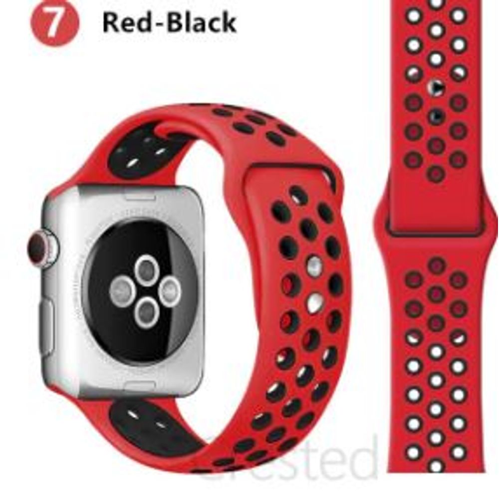 Correa de Silicona Tipo Con Huequitos para Applewatch 42/44Mm Color Rojo Puntos Negros