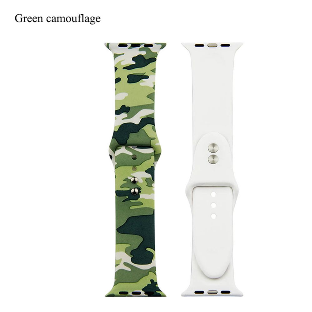 Correa de Silicona Camuflado Verde para Applewatch 42/44/45 Mm