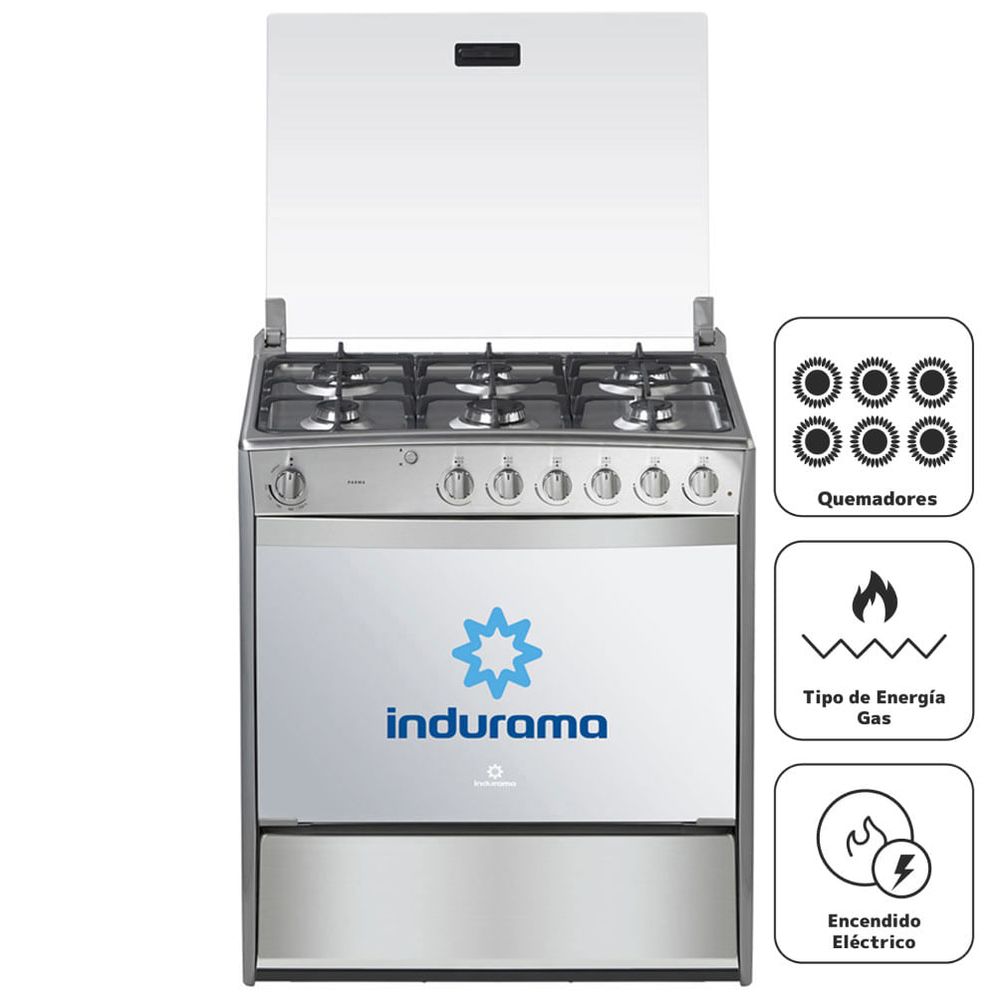 Cocina a Gas INDURAMA Parma 6 Quemadores Cromo