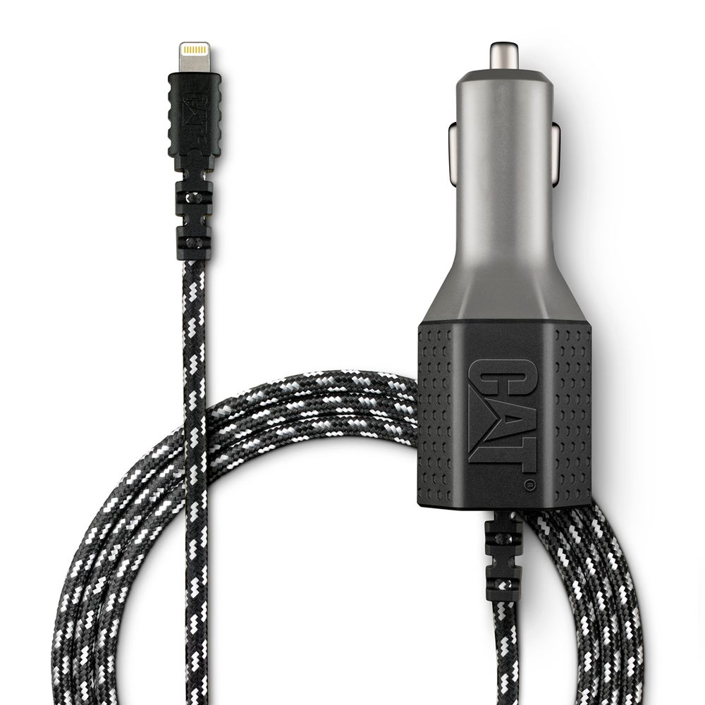 Cargador De Auto CAT Resistente Con Cable USB-Lightning 4.8 a 1.8 Metros