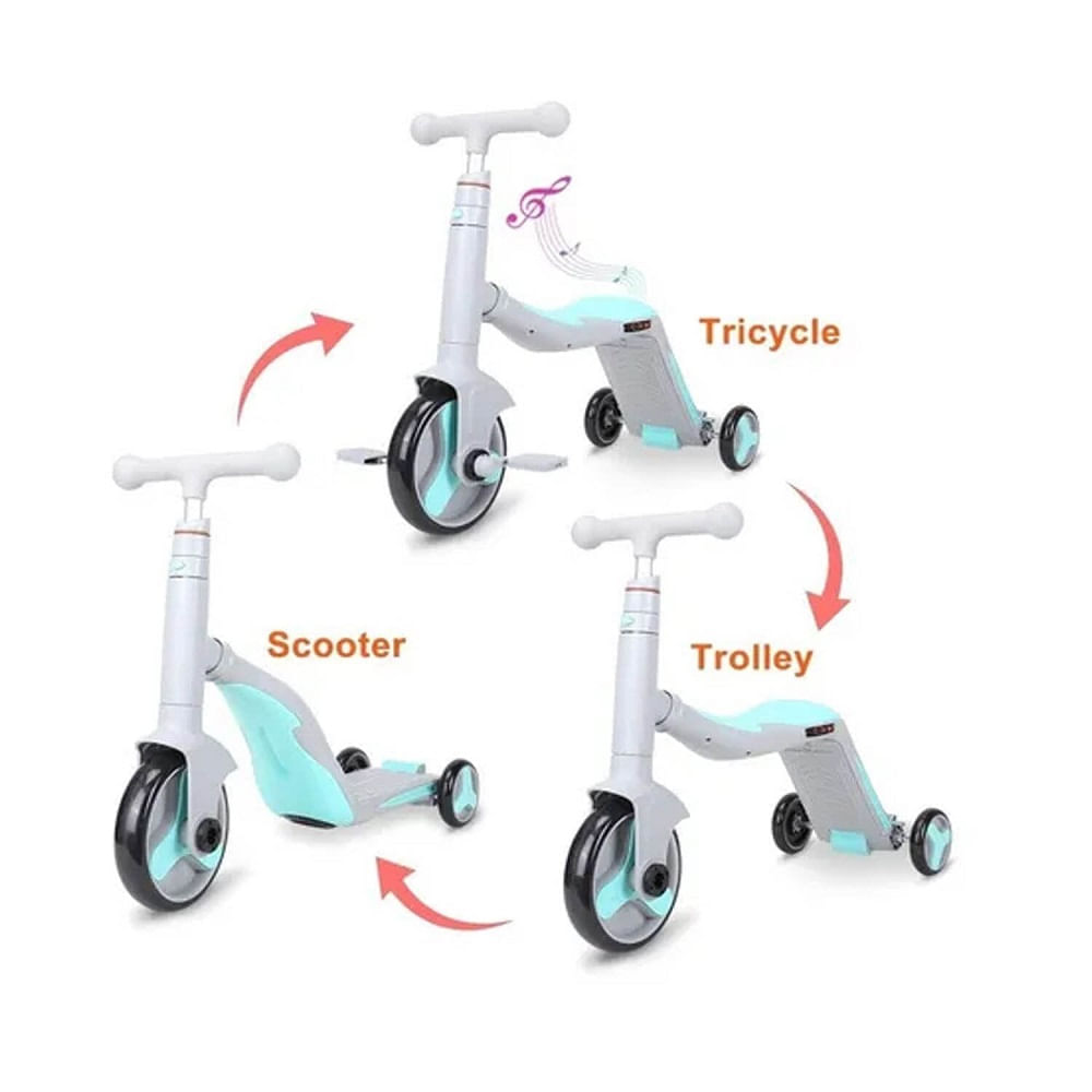 ▷ Triciclo correpasillos para bebés menta ❖ Hape