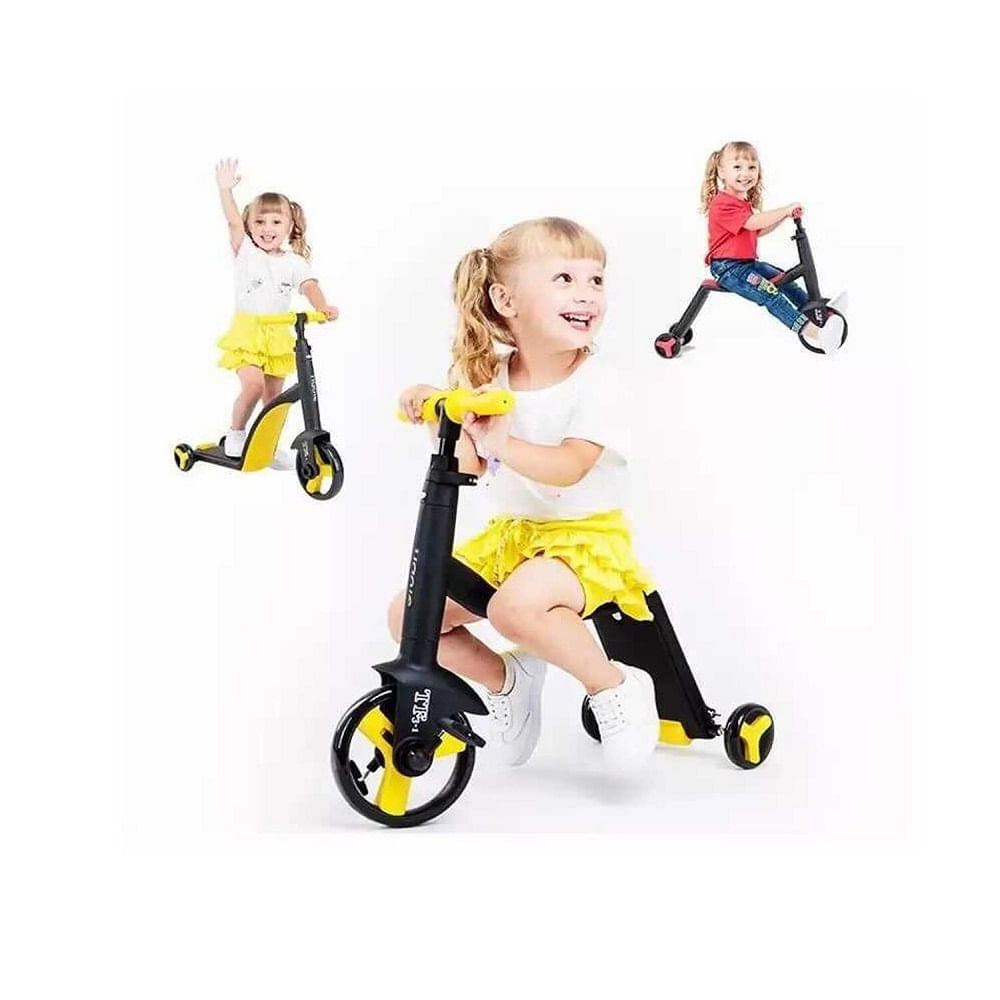 Scooter Triciclo Baby World Correpasillos 3 en 1 Amarillo