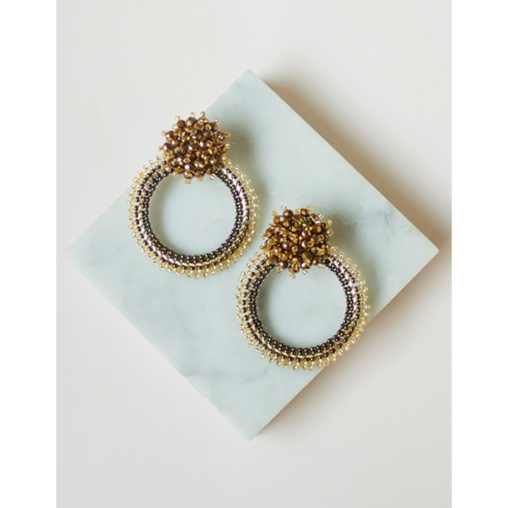 Aretes Oval Círculo Bronce