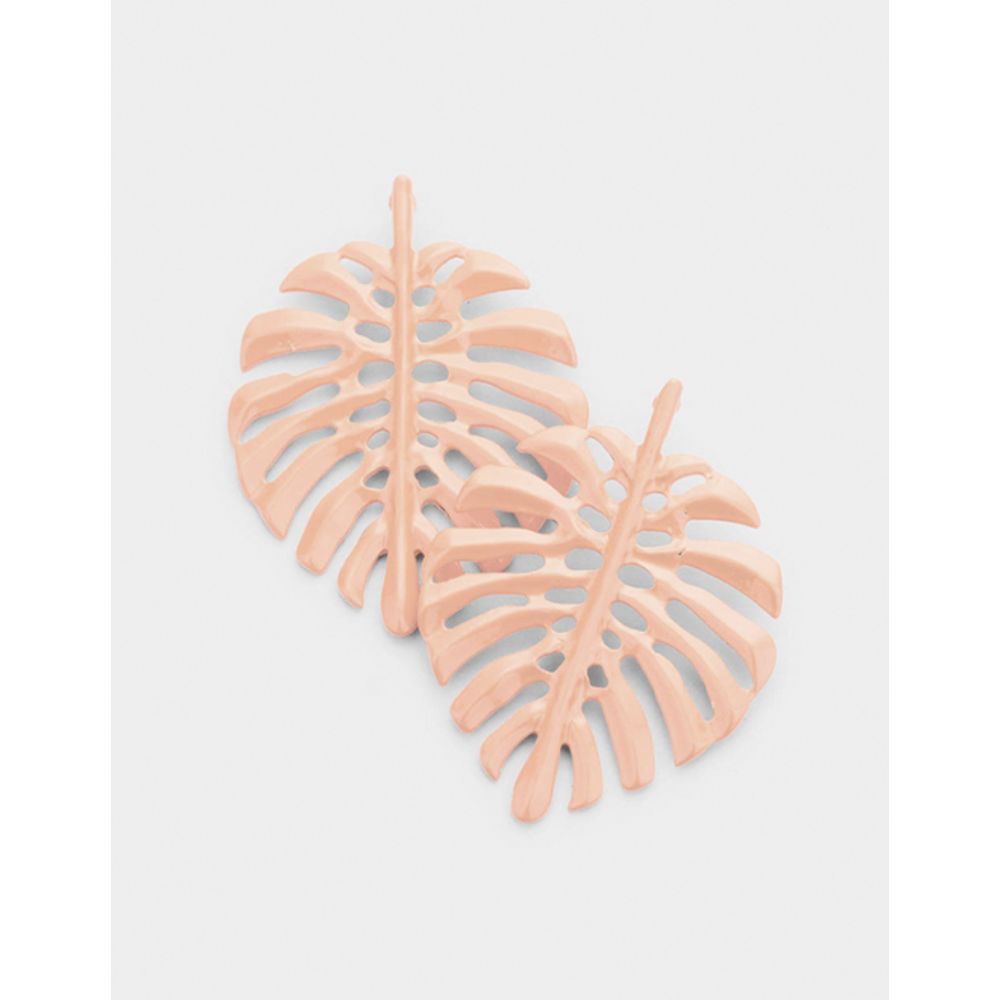 Aretes Hoja Neón Rosa