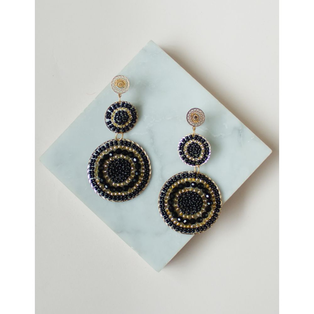 Aretes Doble Mandala Negro