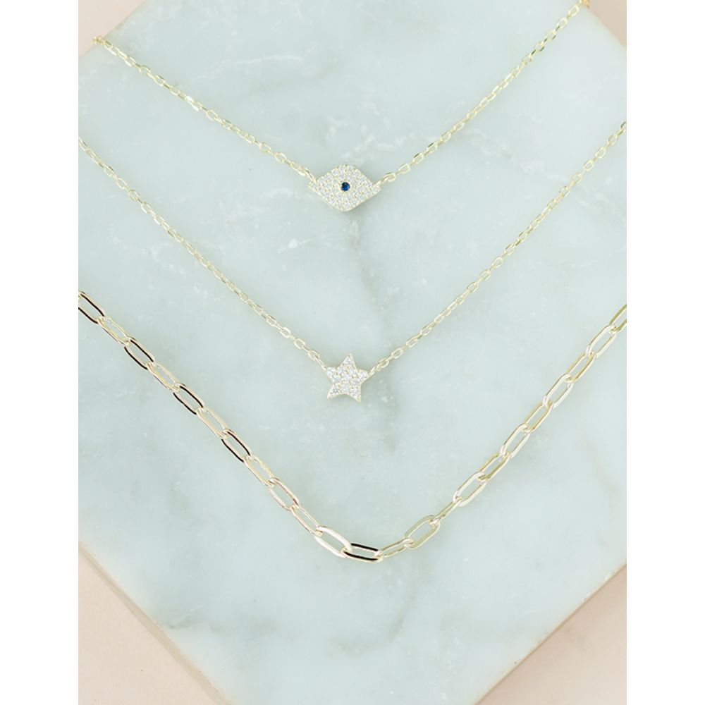 Collar Triple Ojo Turco Gold