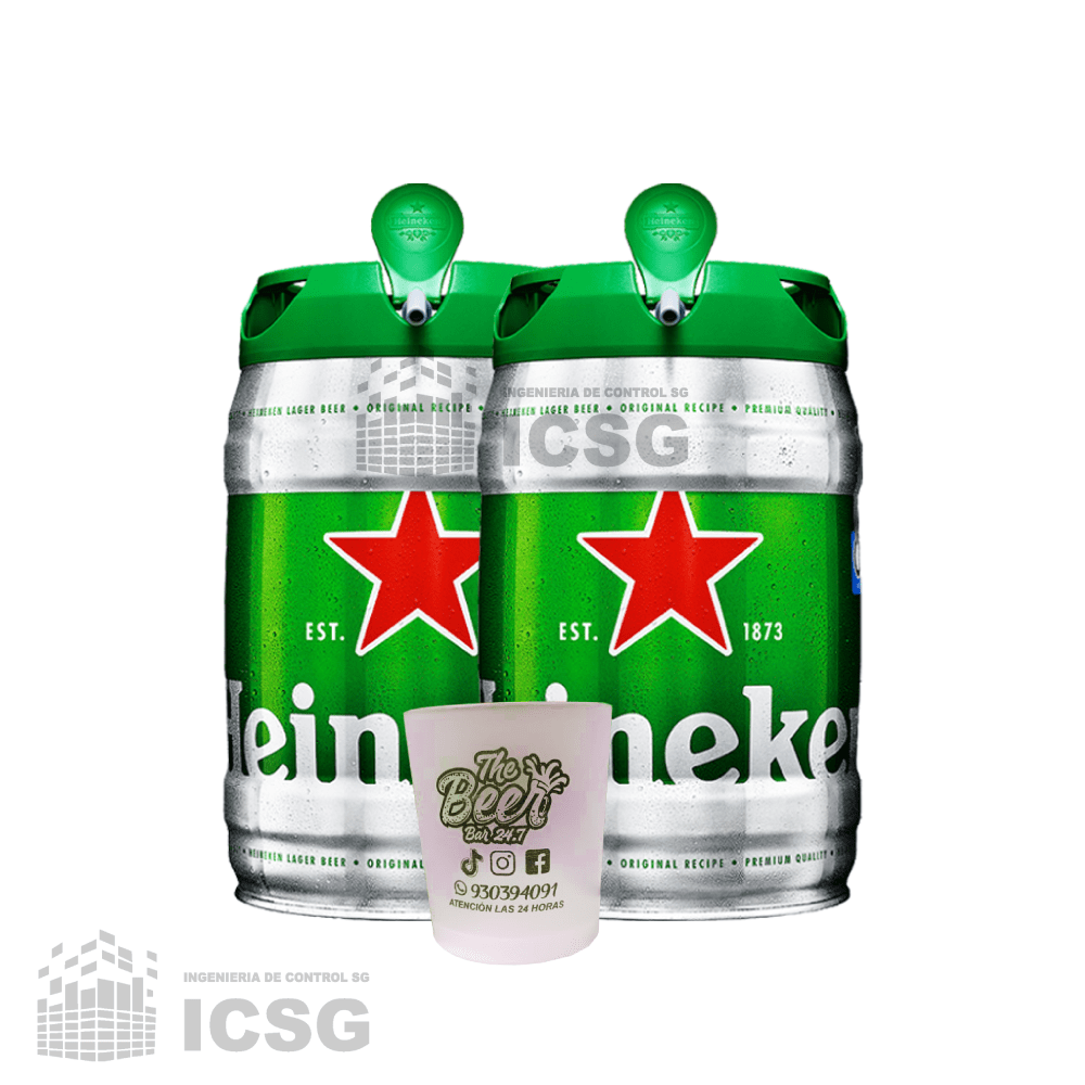 arrendamiento Mar El otro día Pack de Cerveza Heineken 2 Barriles de 5 Litros c/u + Vaso d | Knasta Perú