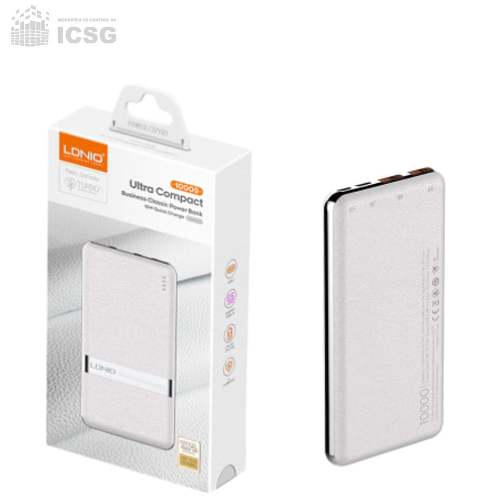 Power bank 10000 mAh Cargador Pórtatl LDNIO PQ1020 Carga Rápida