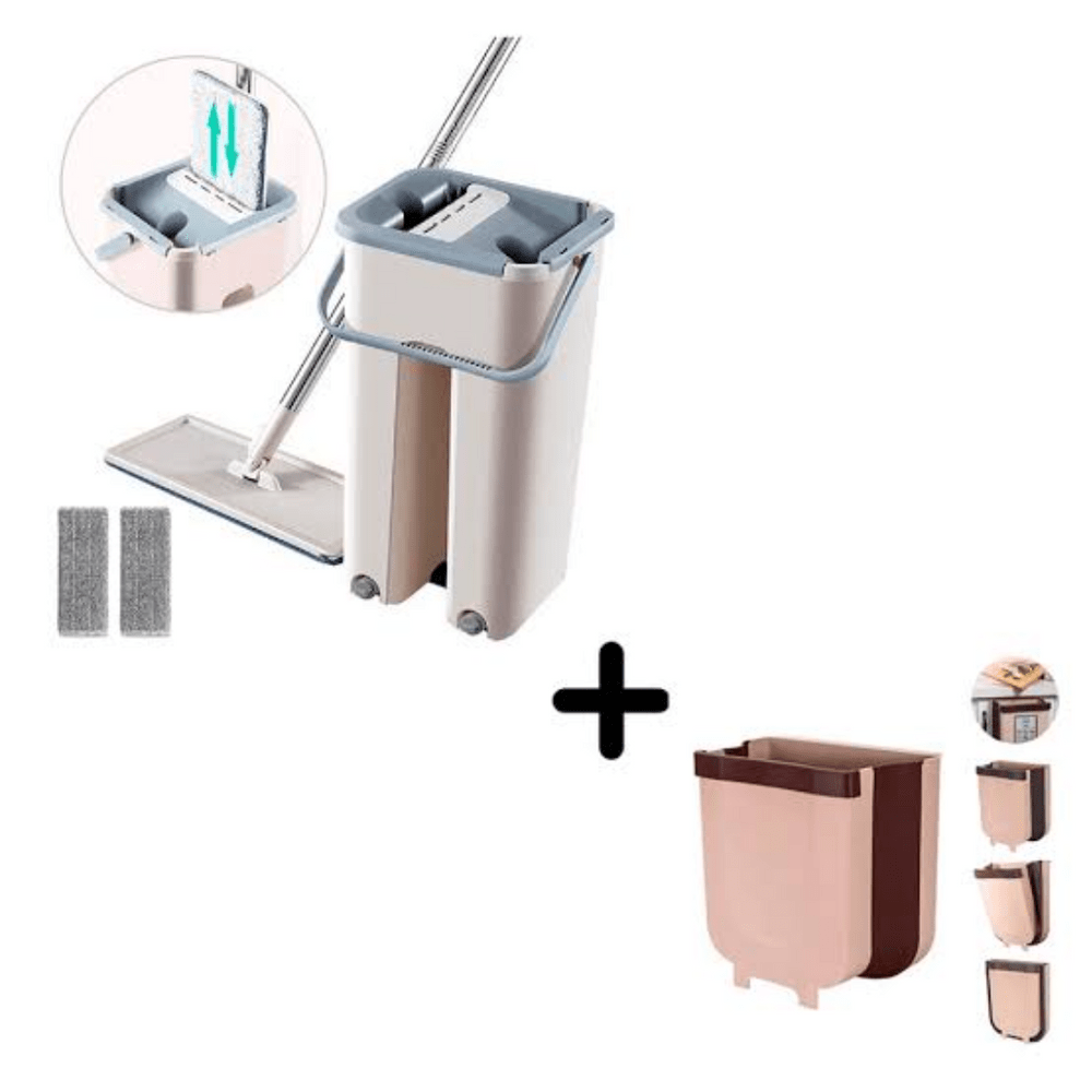 Combo Hogar Balde Trapeador y Tacho Plegable