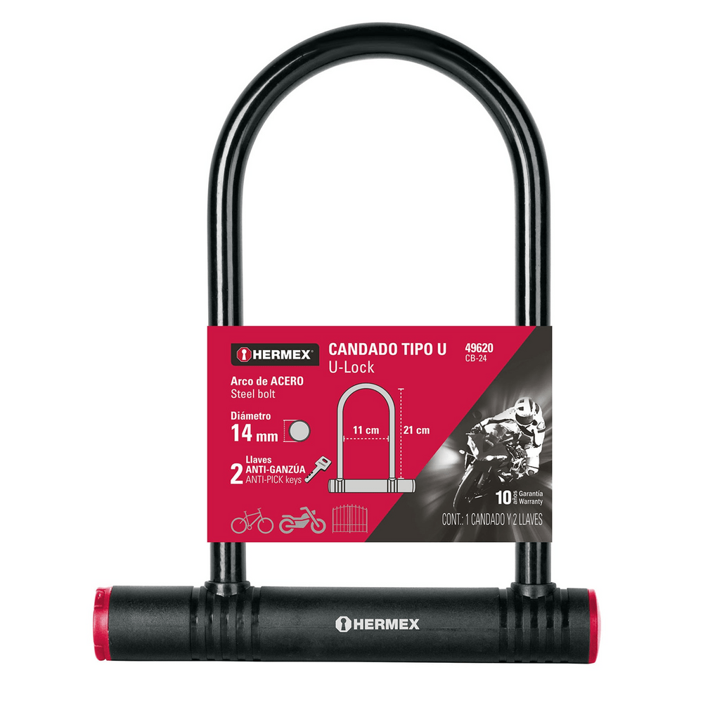 Candado Rígido Tipo U lock  Hermex 12 mm