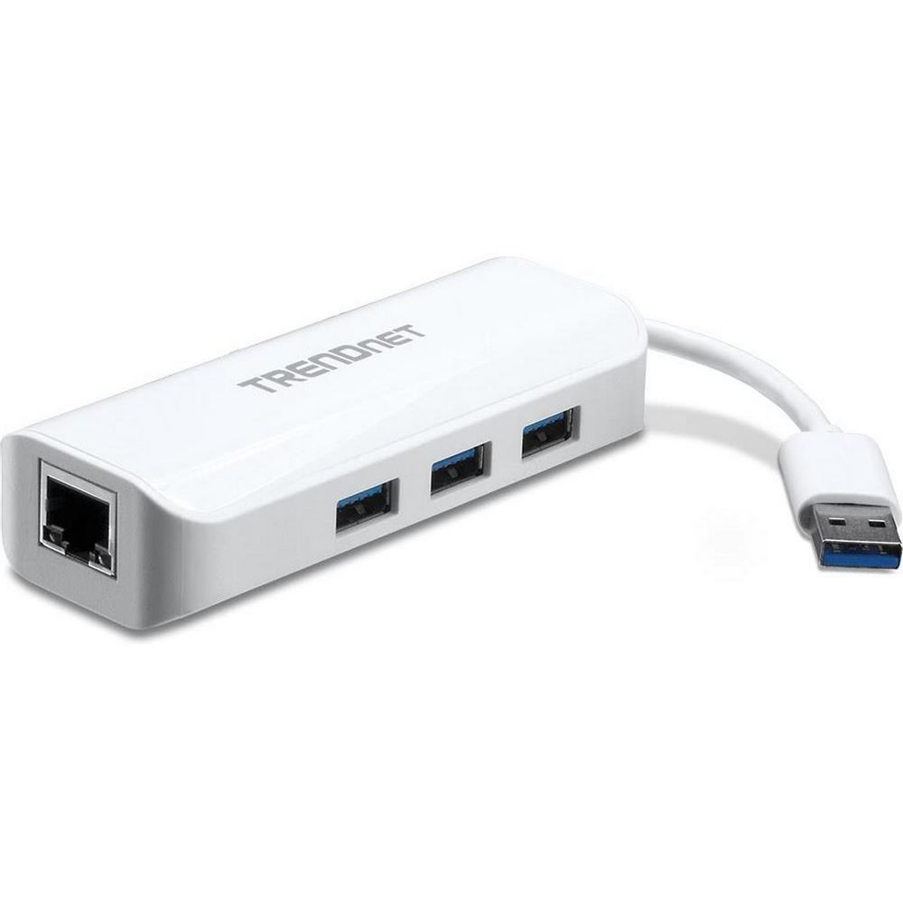 Adaptador Trendnet USB 3.0 A Gigabit + Hub USB 3 Puertos - TU3-ETGH3