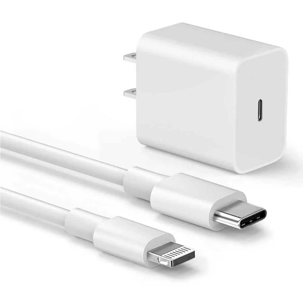 Cargador Apple de Carga Rápida USB C de 20W + Cable Lightning a USB C 1m