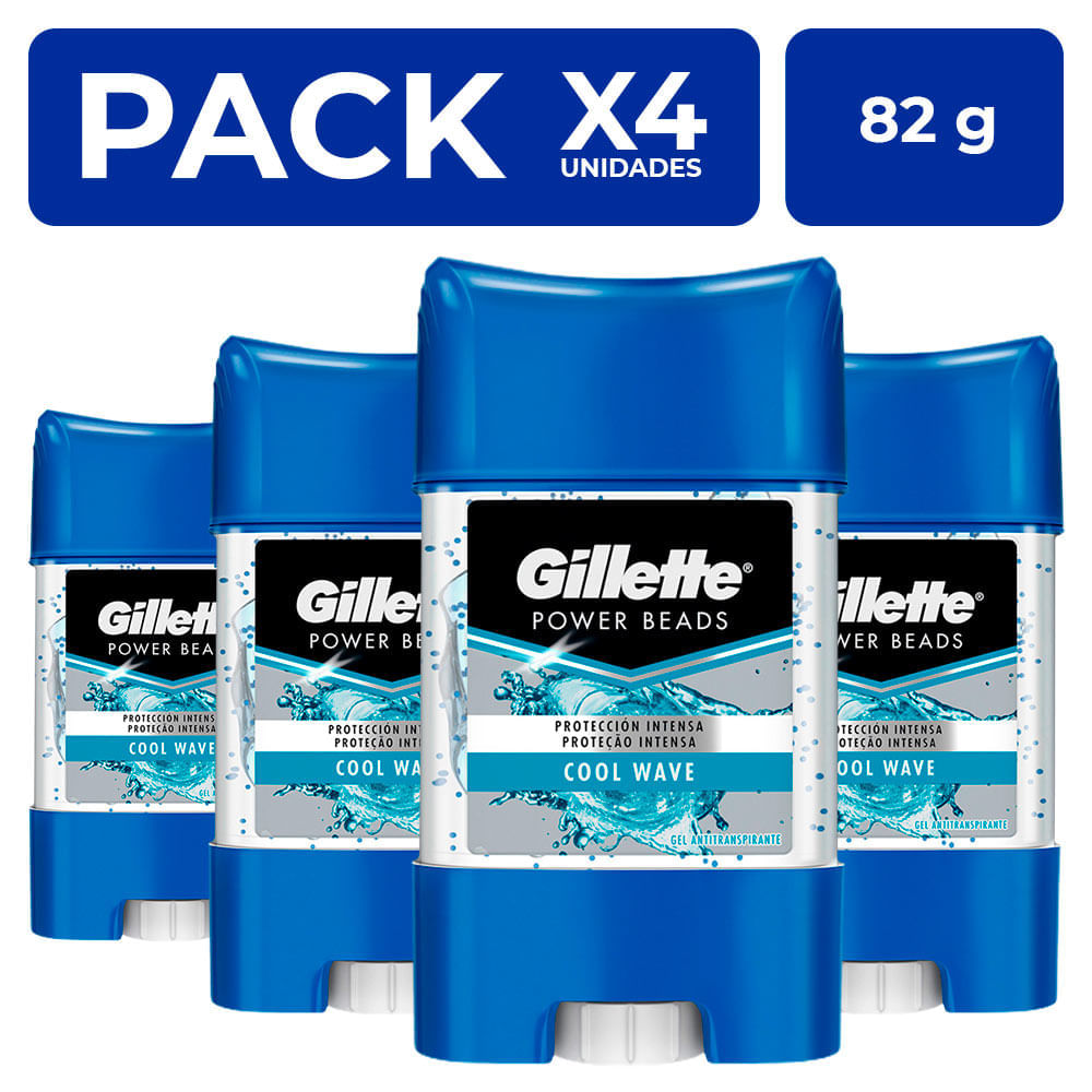 Gel Antitranspirante Gillette Antibact. Cool Wave 82g PackX4