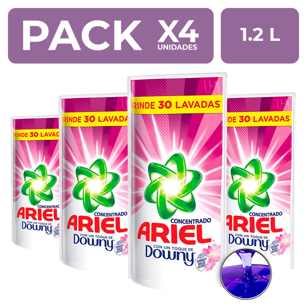 Detergente Líquido Ariel Toque Downy 1.2L PackX4