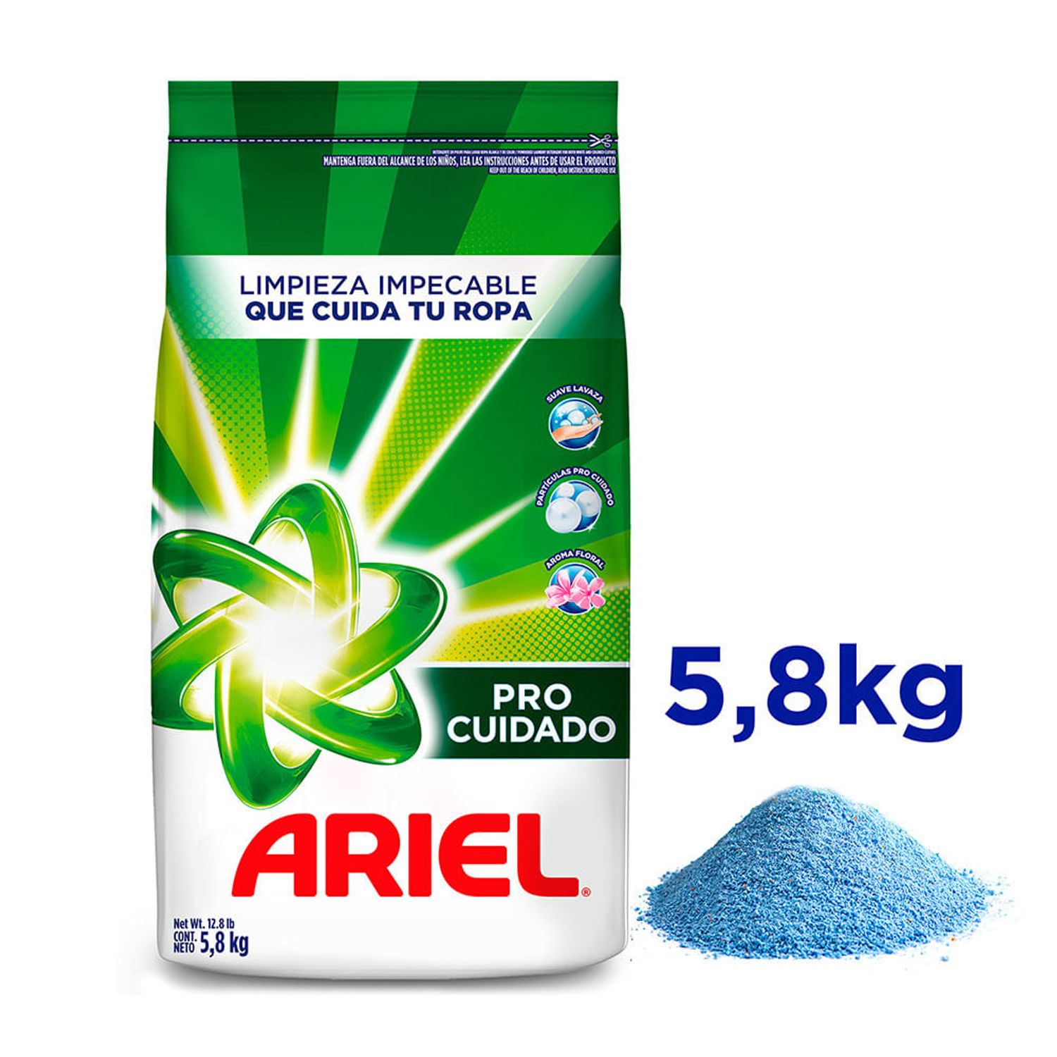 Detergente en Polvo Ariel Regular Pro Cuidado 5.8kg