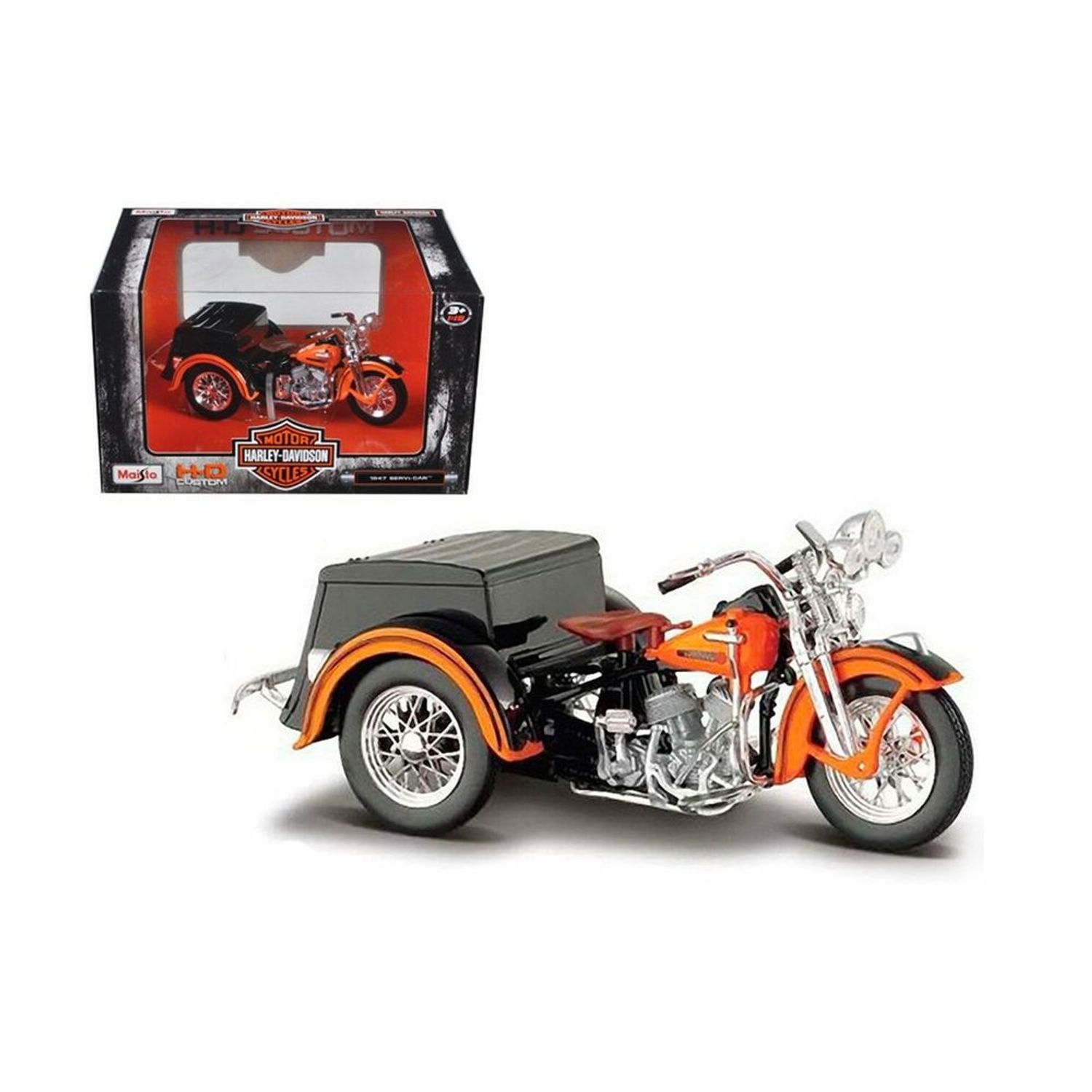 Juguete Moto Escala 1:18 Harley-Davidson Carro y de Servicio Naranja | Oechsle Oechsle