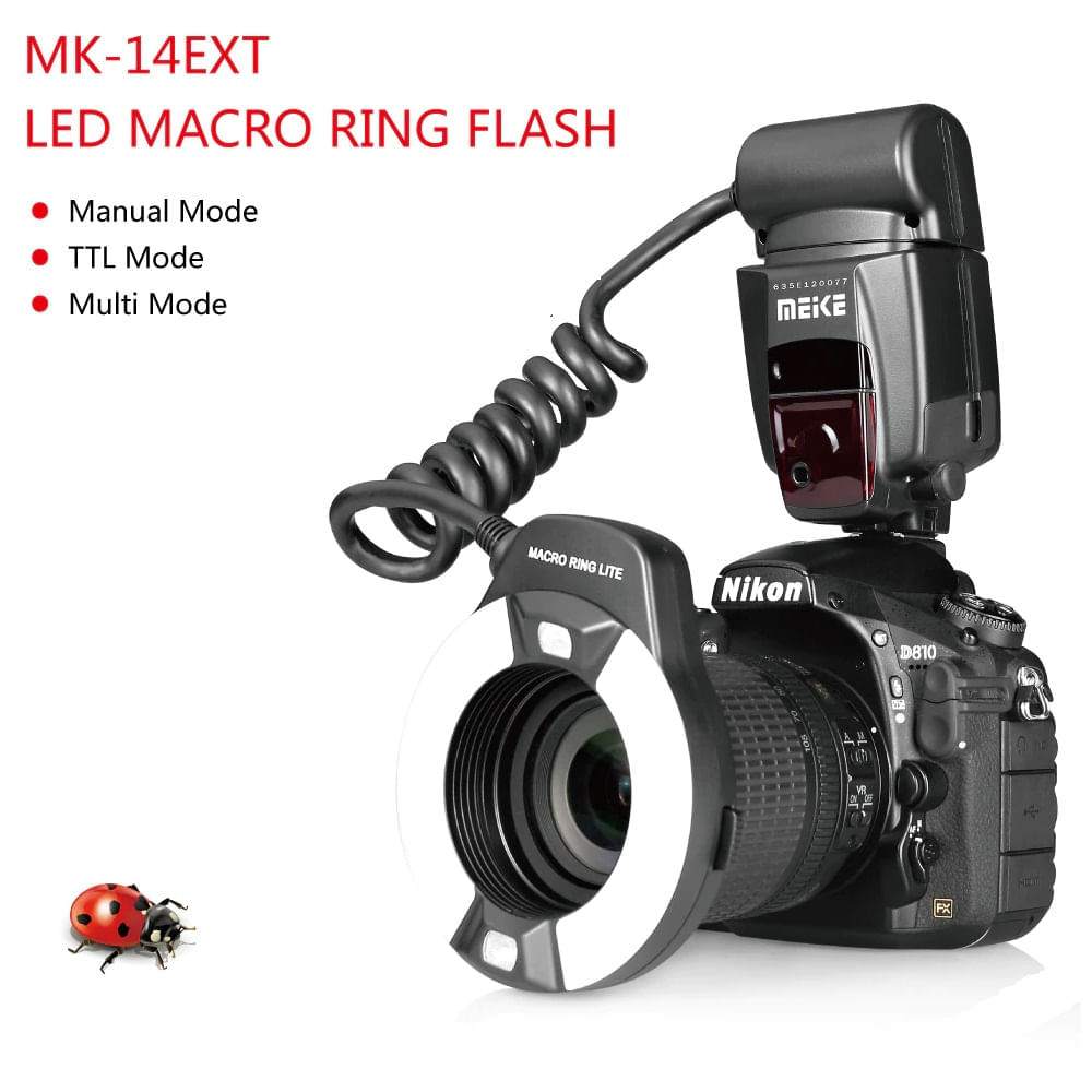 Ring Flash Macro Automático Meike MK-14EXT para Nikon
