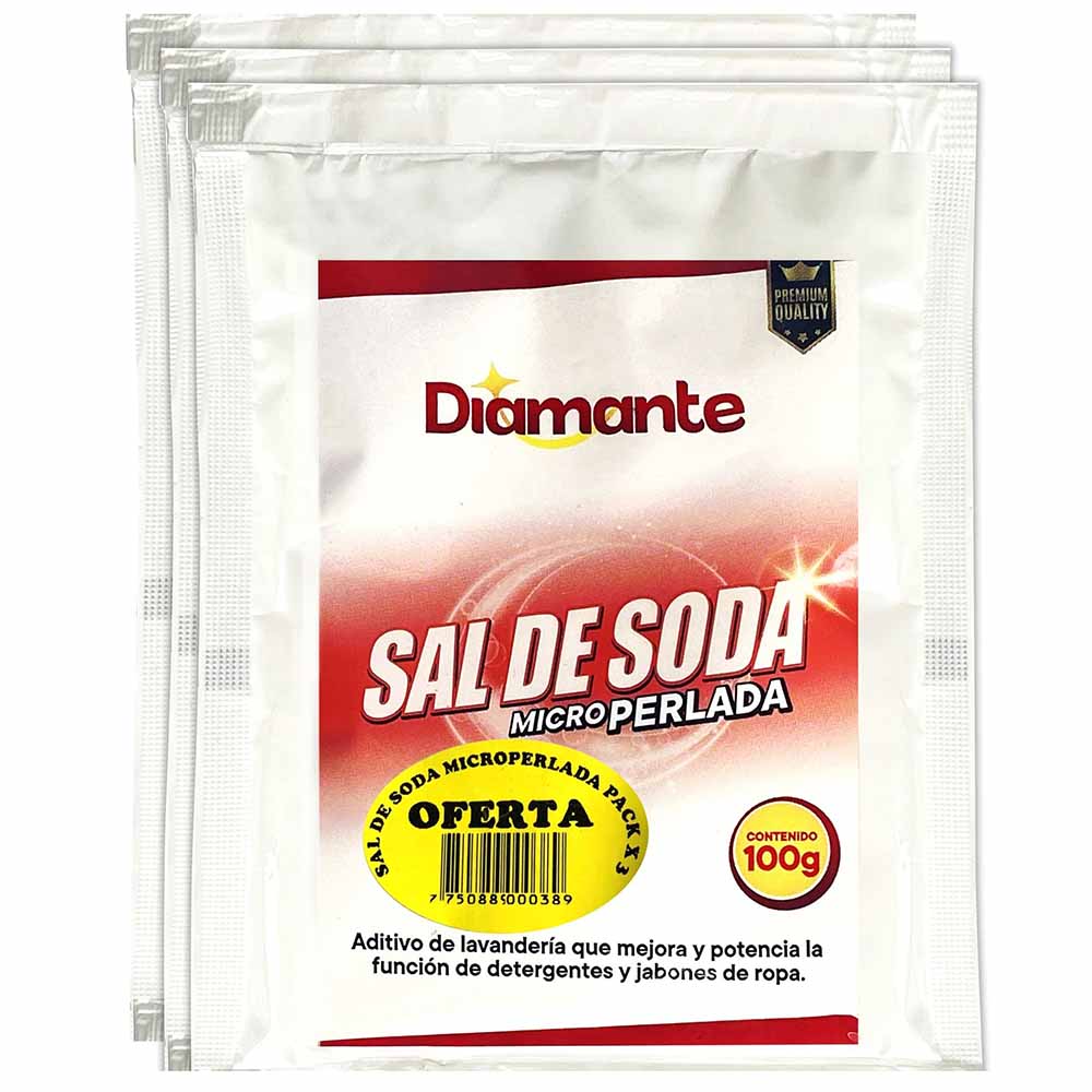Aditivo de Lavandería DIAMANTE Sal de Soda Microperlada Sobre 100g Paquete 3un