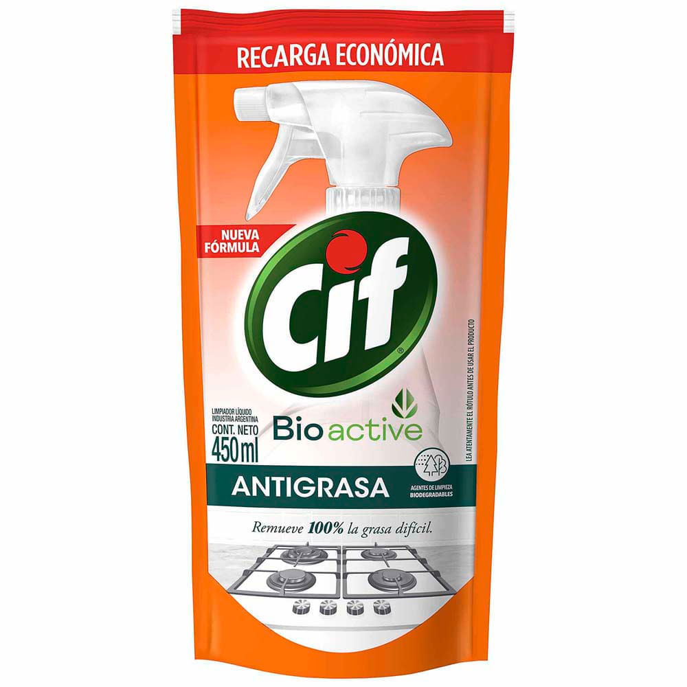 Limpiador Antigrasa Cif Bioactive Doypack 450 ml