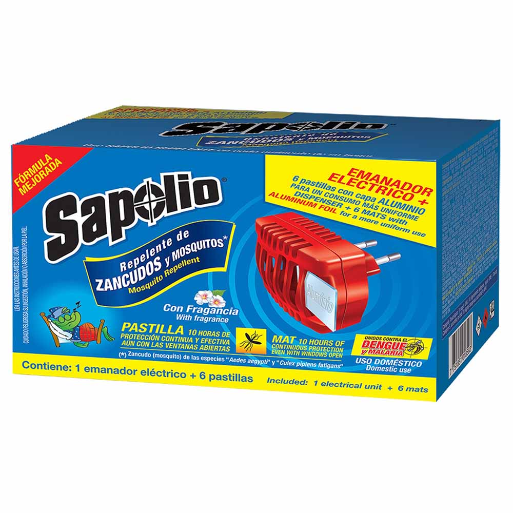 Repelente Eléctrico SAPOLIO con Pastillas Caja 6un