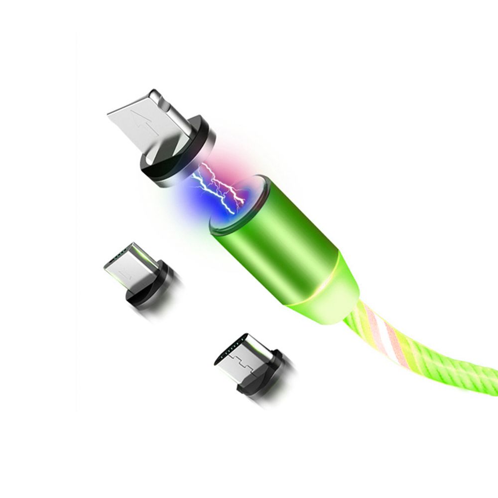 Cable Magnético Flujo LED Carga Rápida 2A Rotación 360 Verde